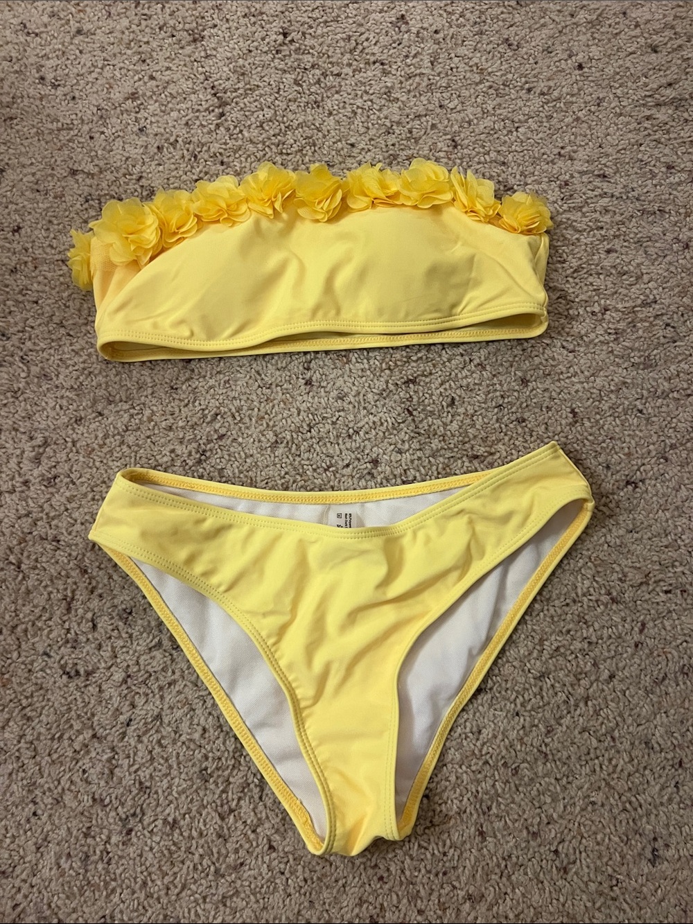 Girls Yellow Floral Bandeau Bikini Set